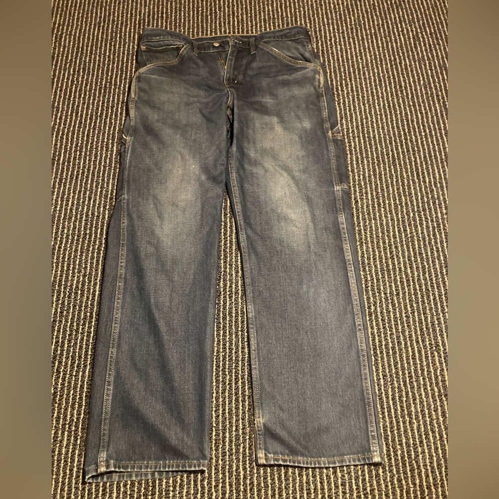 SOLD Levis 34 X 34 Mens Workwear Straight Fit Blue Jeans Medium Wash A1136